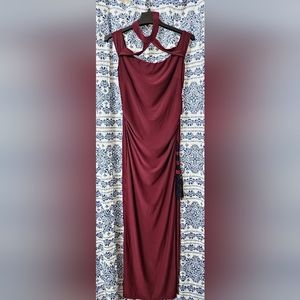 Elegant Floor Length Beauty with Lace Cut Out Slit